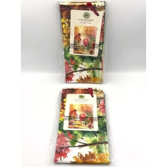 NWT Michel Design Works Orchard Breeze Kitchen Towel Set Of 2 Autumn Leaves - Picture 2 of 4